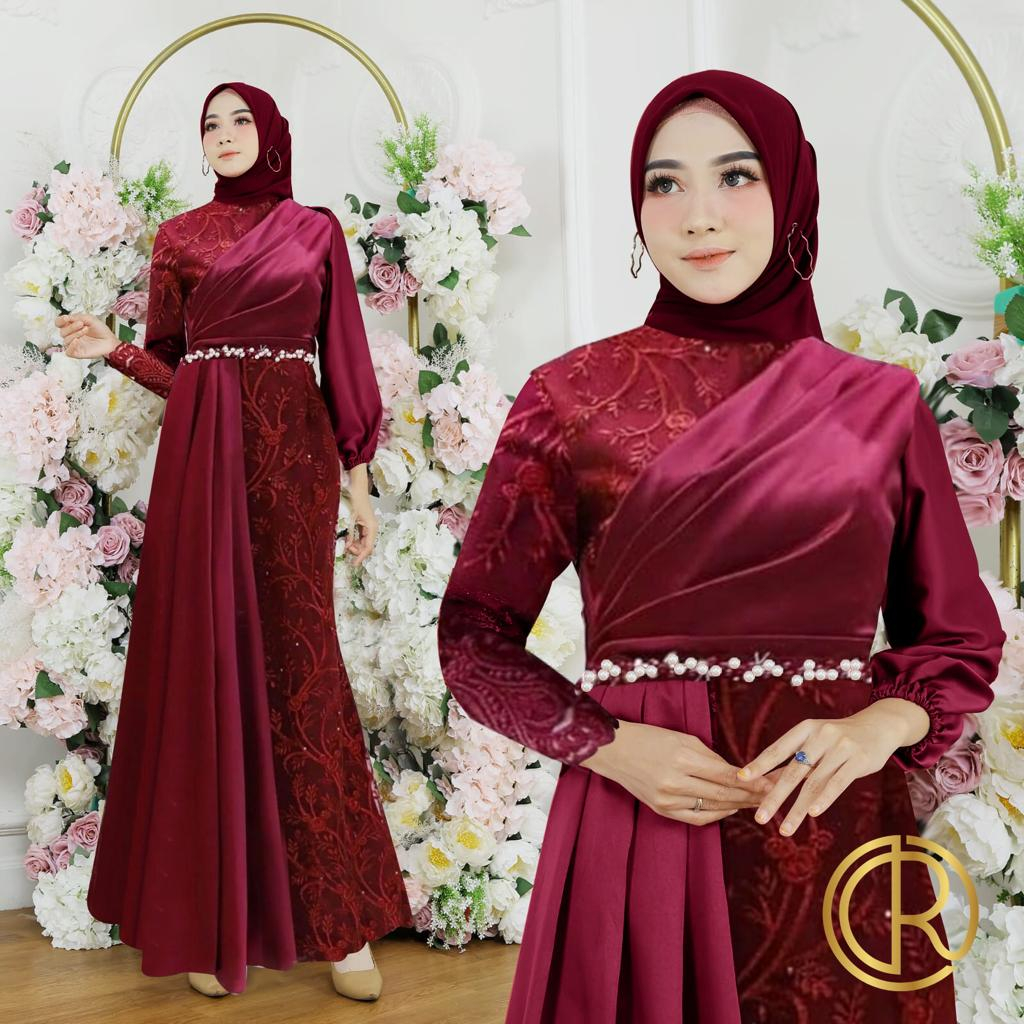 ( COD ) MAXI GAMILA GAMIS SATIN MAXI DRESS SERAGAM UNDANGAN PERNIKAHAN BRIDESMAID MEWAH BODY SLIM TE