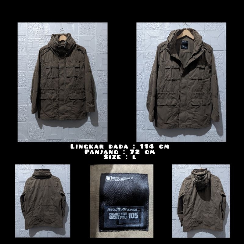 Jaket Parka Merk Joff Warna Hijau Army Second Original.