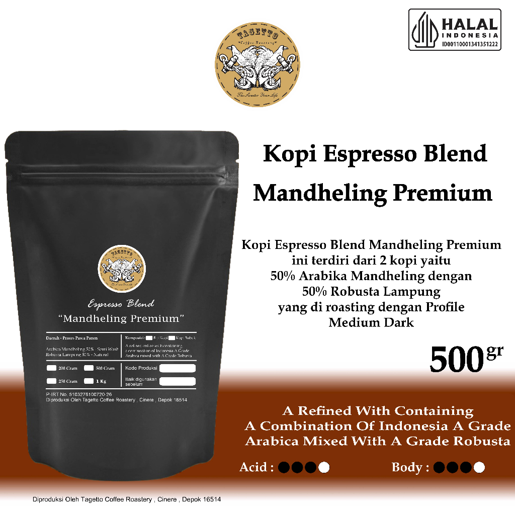 

KOPI ESPRESSO MANDHELING PREMIUM 500GR - ARABICA 50% & ROBUSTA 50%