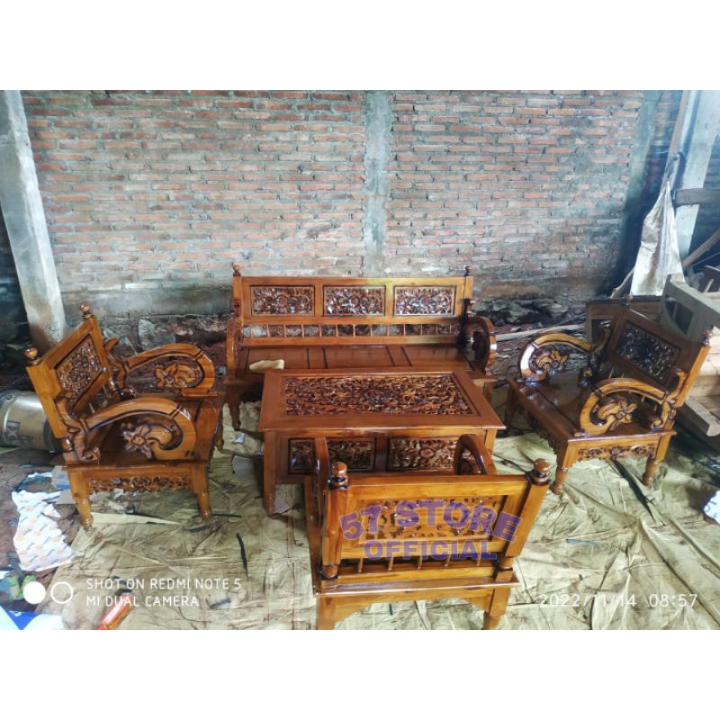 Furniture Kursi Ruang Tamu 3111 Jati Jepara Full Ukir Desain Minimalis