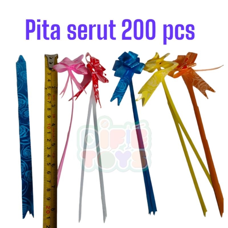 

200 pcs pita tarik 20 cm campur // pita untuk kotak kado // pita serut
