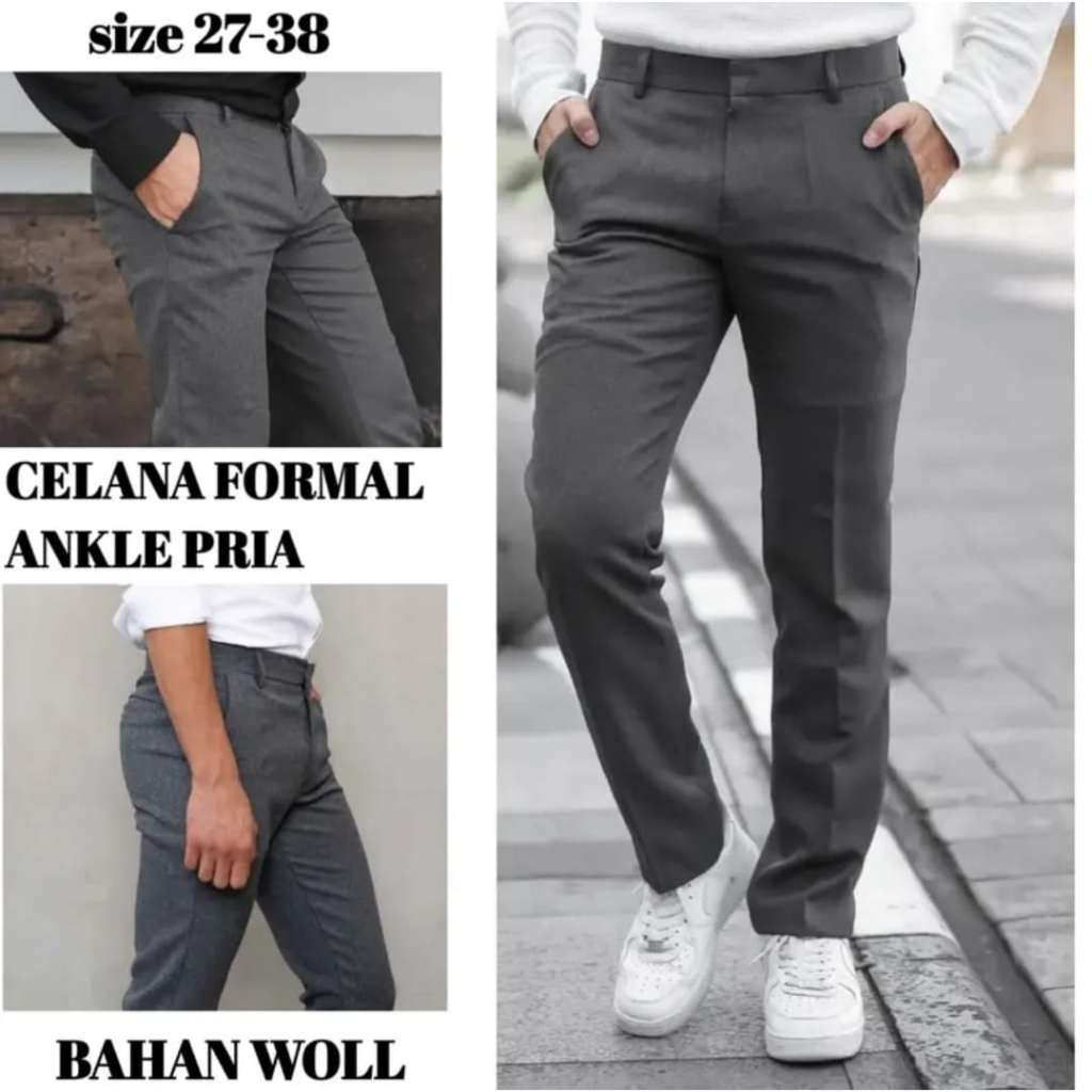(EKSKLUSIF PREMIUM) celana dasar pria - celana bahan pria - celana kain pria panjang - celana kerja 
