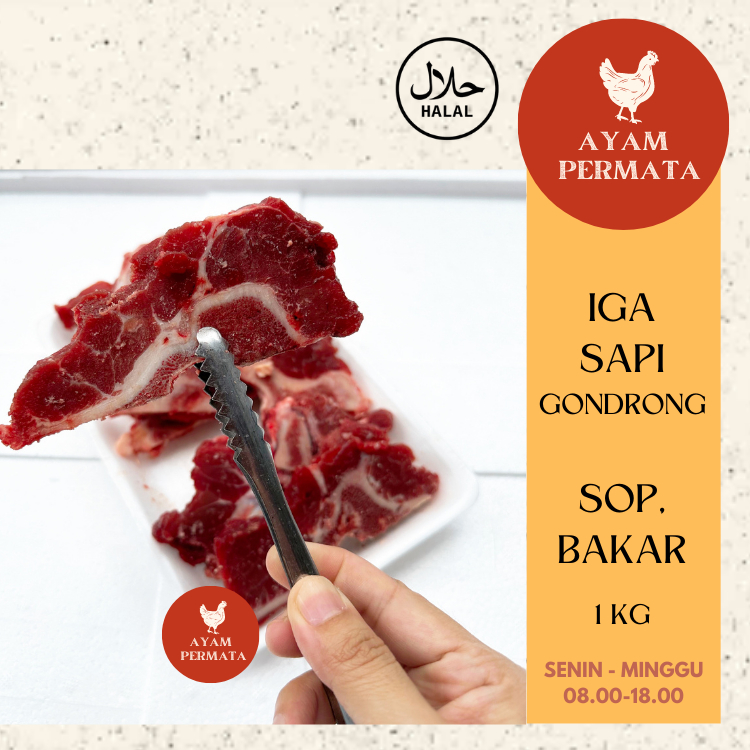 

Iga Gondrong 1 kg - Alternatif Sop Buntut Sapi / Masak Bakar - Import Australia Halal Frozen Premium