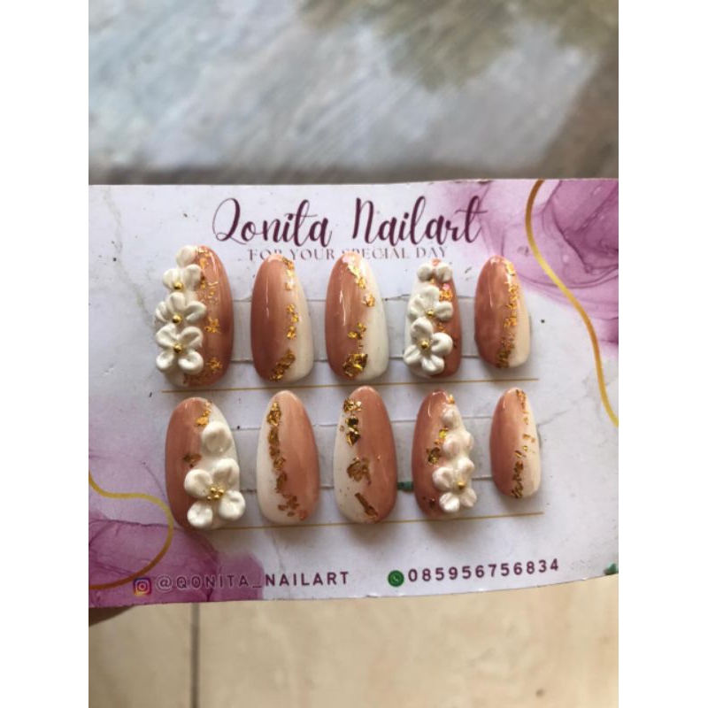 Fake Nail/Kuku Palsu/Nail Art Nude Bunga