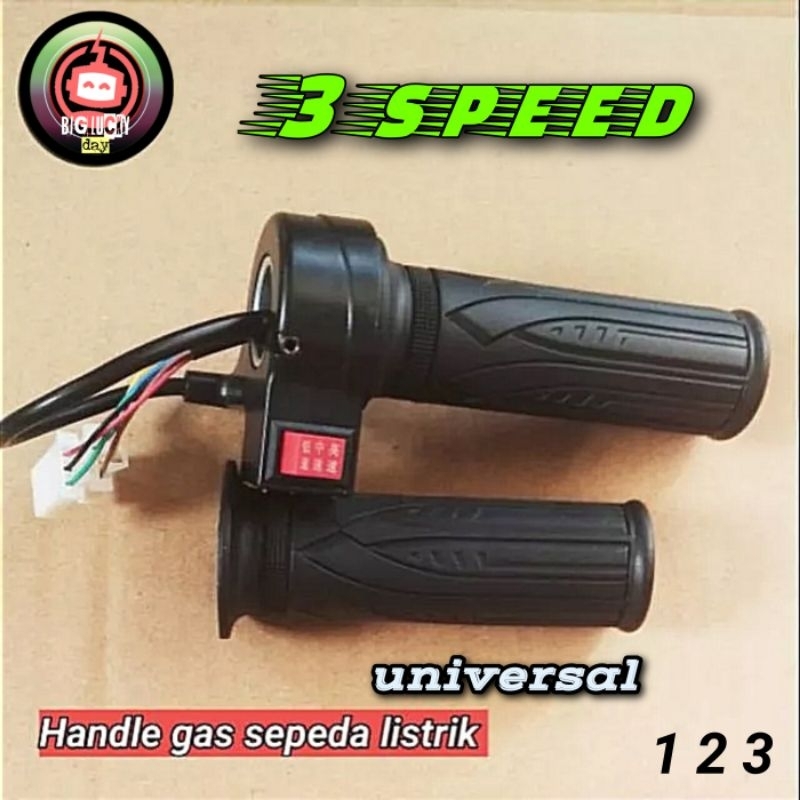 HANDLE GAS 3 KECEPATAN SEPEDA LISTRIK UNIVERSAL SAKLAR TOMBOL 3 SPEED 123 THROTTLE KABEL GAS SWITCH 