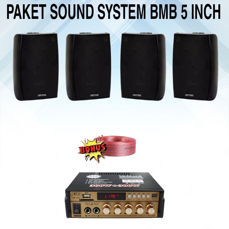 PAKET SOUND SYSTEM 4 SPEAKER BMB 5 INCH PAKET INDOOR DAN OUTDOOR SOUND SYSTEM AUDIO CAFE DAN RESTO B