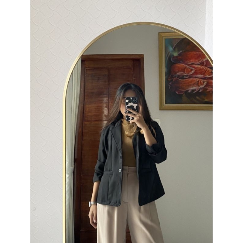 seragam kerja Blezer Baju seragam kerja Blezer formal Hitam Wanita Jas ngantor/kuliah dan acara form