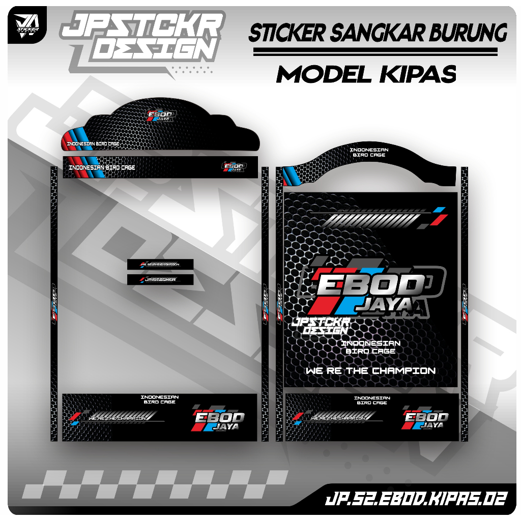 Stiker Sangkar Kotak Model Kipas Sticker Dekal Ebod Radja Company Indonesia RCI Setiker EBOD JAYA Bn