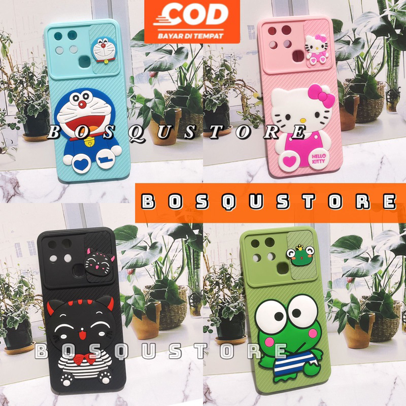 CASE SLIDE KARAKTER REDMI 10C 9T / SOFT CASE MACARON KARAKTER + SLIDE CAMERA PROTECTOR