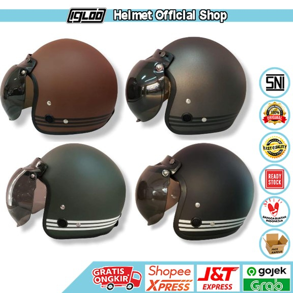 Helm Bogo Retro ANT LINE + Kaca Helm