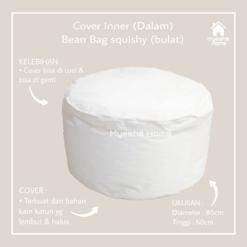 Cover Inner Dalam Bean Bag Squishy / Sarung Inner Bean Bag Bulat (TANPA ISI)