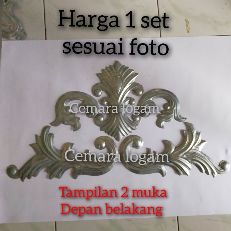 1 set ornamen pagar besi dan stenlis tampilan 2muka pengganti cor aluminium