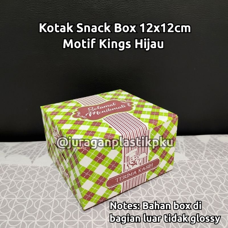 

( 100 PCS ) Kotak Snack Box 12x12 | 12x14 cm Motif Kings Hijau Dus Kue Kertas