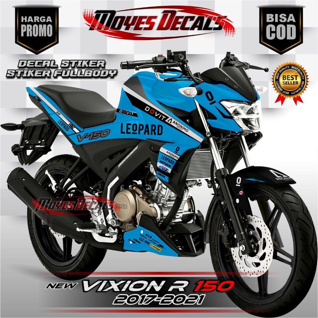 Decal Variasi Motor Yamaha VIXION 150 R Suport 2021 Motip Leopard Terlaris warna Biru (COD)