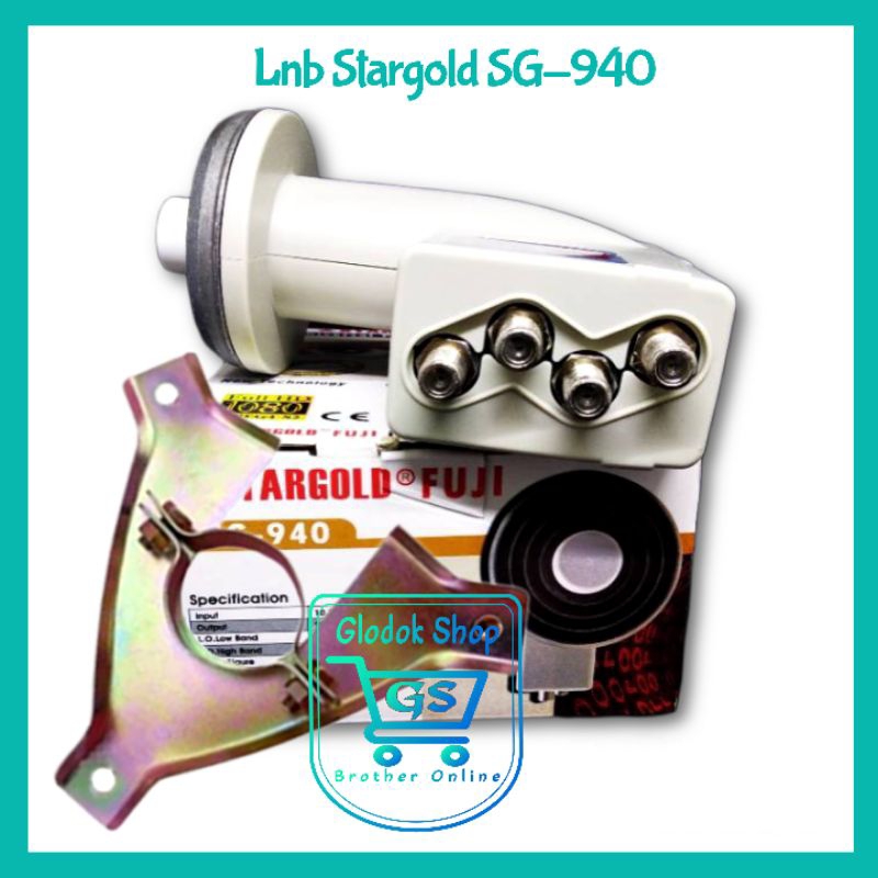 LNB PARABOLA KU BAND 4 OUTPUT STARGOLD FUJI SG-940 PRIME FOCUS LNB QUAD OUTPUT STARGOLD SG940