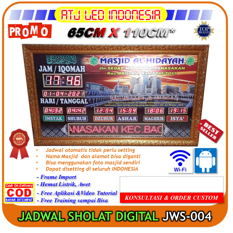 Original jam masjid digital jadwal adzan iqomah timer sholat masjid musholla islam
