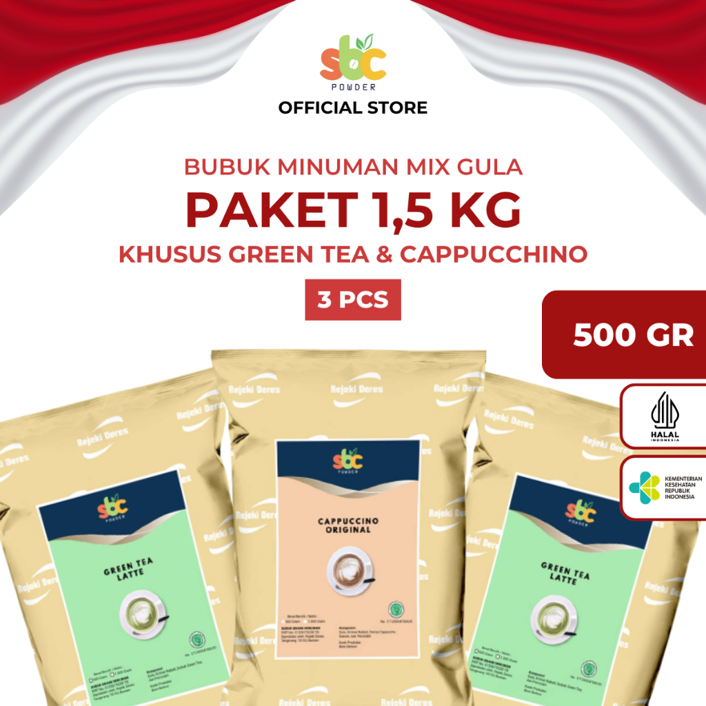 

SBC - Paket Usaha 3pcs 500gr - Bubuk Minuman SBC Powder Green Tea / Capucino