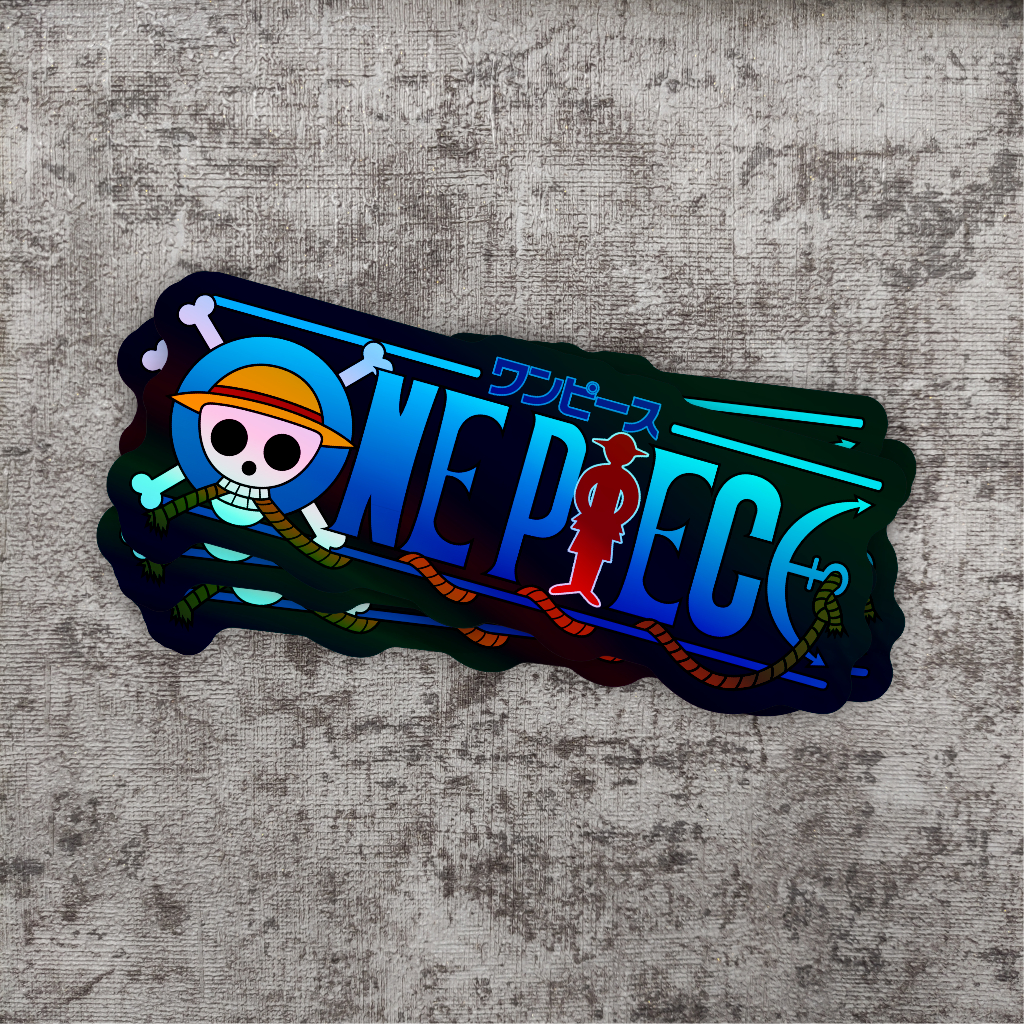 Stiker anime hologram aesthetic one piece logo