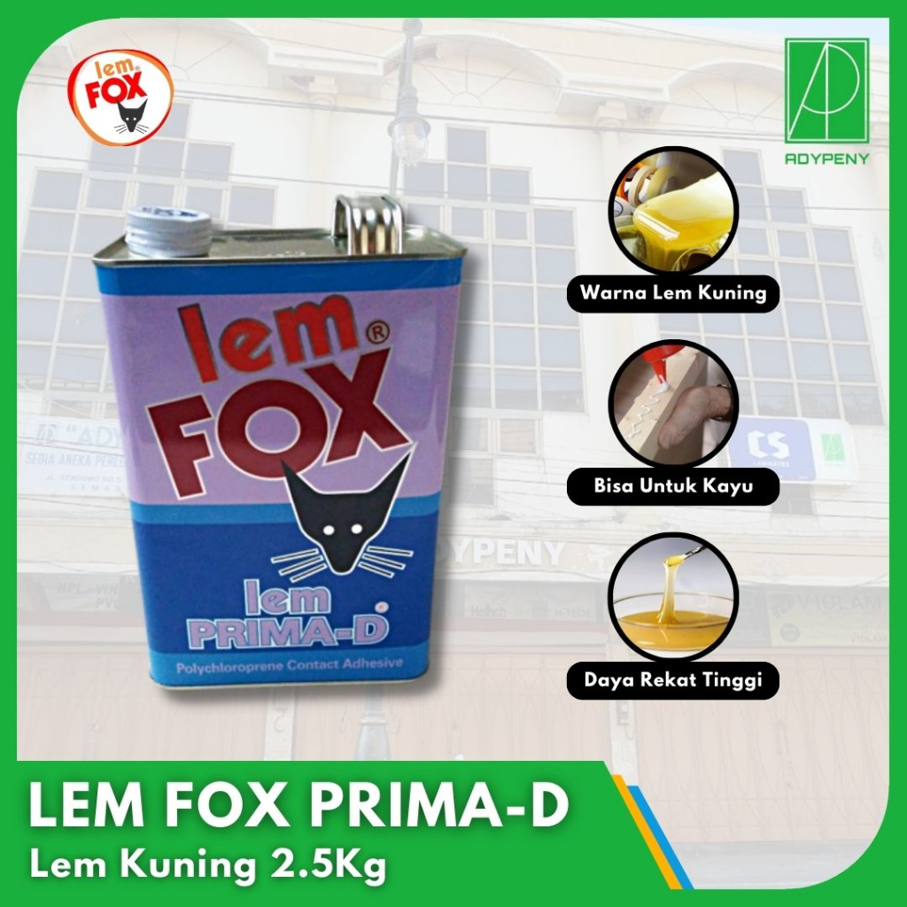 

Lem Kuning Fox Prima D 2,5Kg Galon Lem Kayu HPL Serbaguna