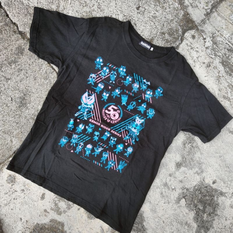 kaos kamen rider / masked rider 50th anniversary official bandai size L / kaos baja hitam