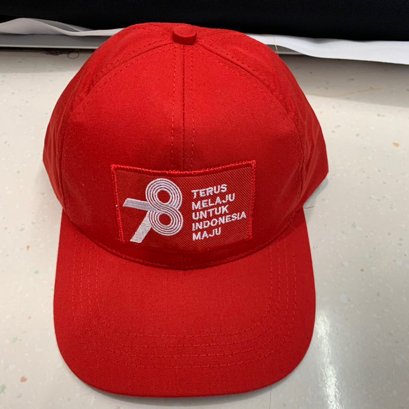 TOPI HUT RI 78 TOPI BAHAN DRIL MERAH HUT RI 78