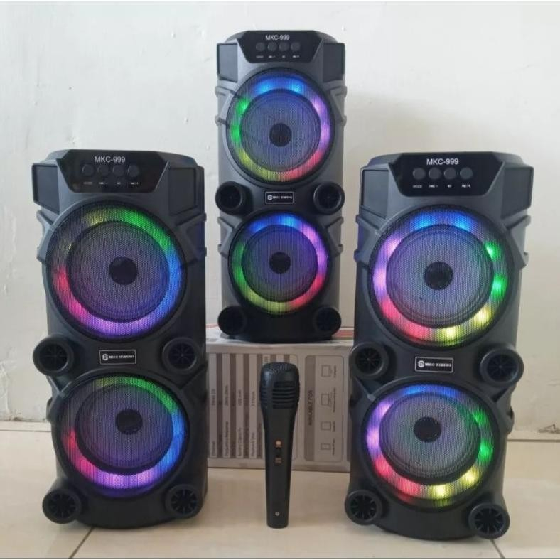 Speaker Bluetooth QS999 Bonus Mic karaoke Dual Speaker 6,5Inchi X2 Salon Aktif Portable Radio FM Wir