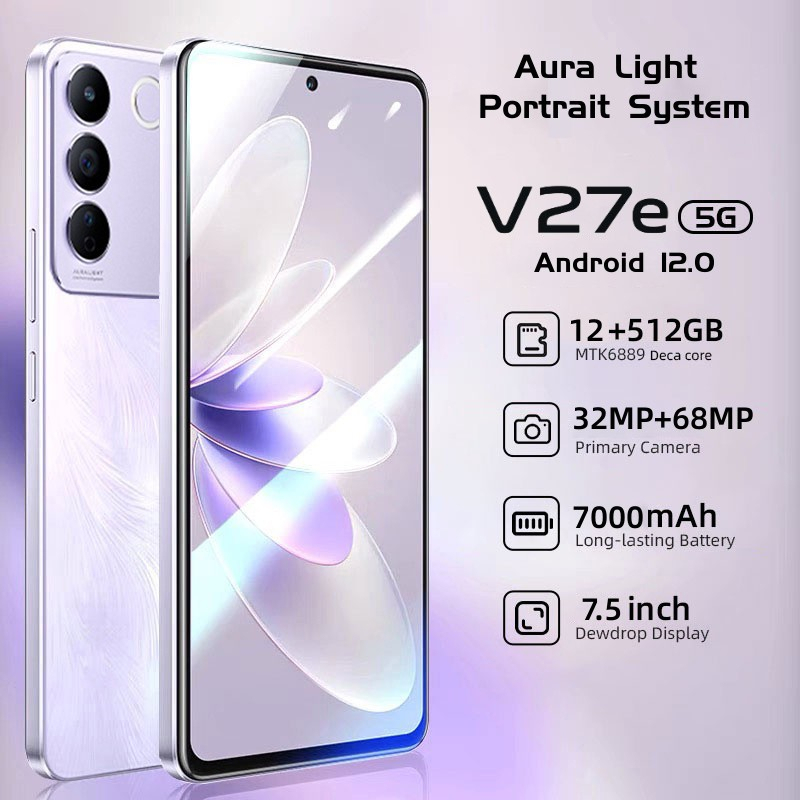 [NEW]HP Vivo V27E 5G Original / Hp Terbaru V27e 5G 68MP OIS Ultra-Sensing Night Camera , RAM12GB ROM