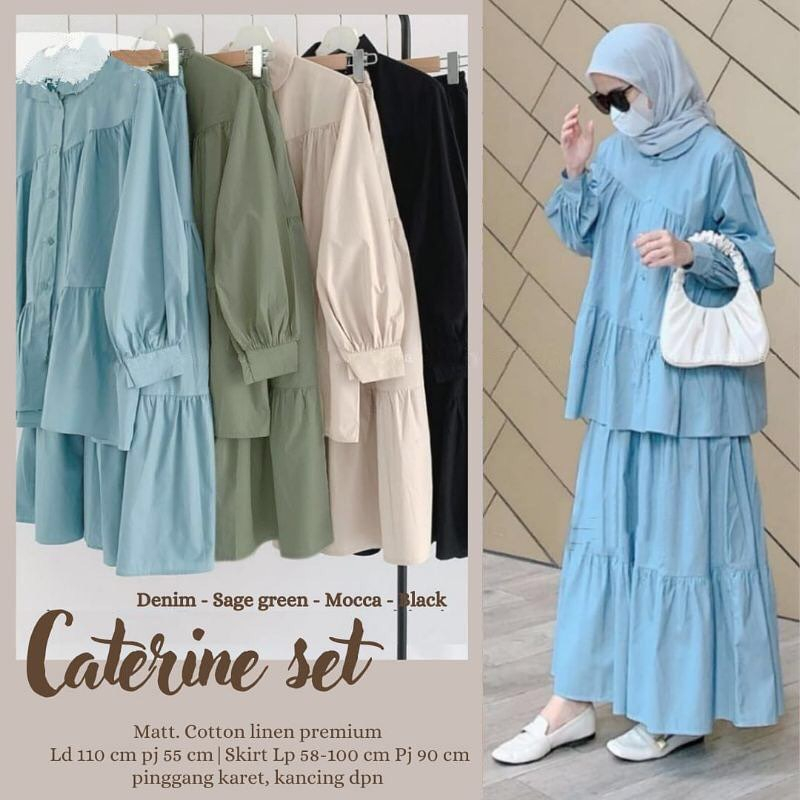 Catrine Setelan Wanita Set Atasan dan Bawahan Rok