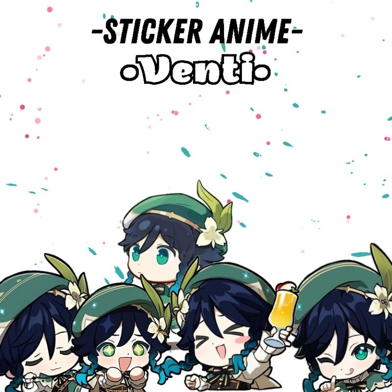 Sticker Anime Venti Chibi Genshin Impacto Waterproof