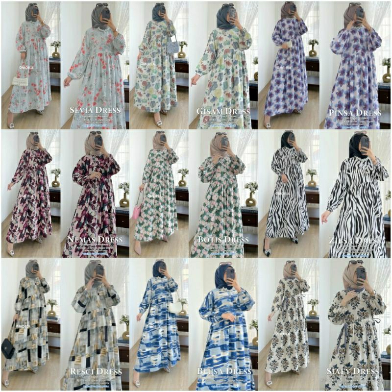 4.8 Katalog Gamis Basic Dress MOELA BERLABEL Busui // GISAM BOTIS PINSA NEMAS SEVIA ZIBSA RESCI BLUS