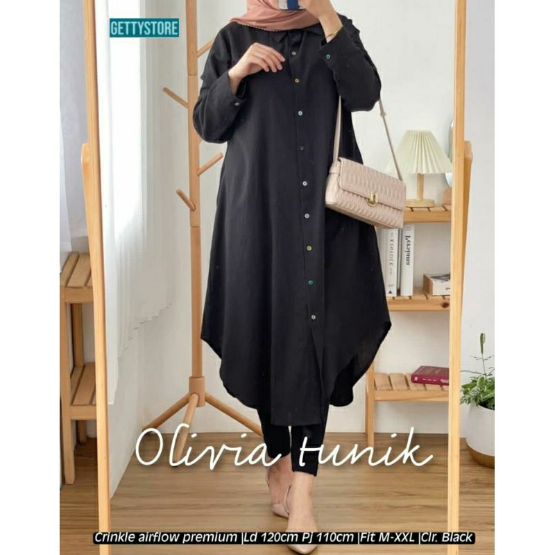 Olivia tunik/tunik jumbo/tunik polos/long tunik/atasan wanita/outfit/baju kekinian