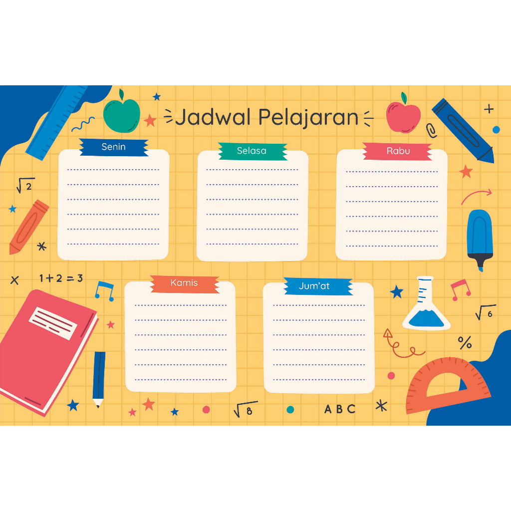 Stiker  Jadwal Pelajaran Anak Custom Cute