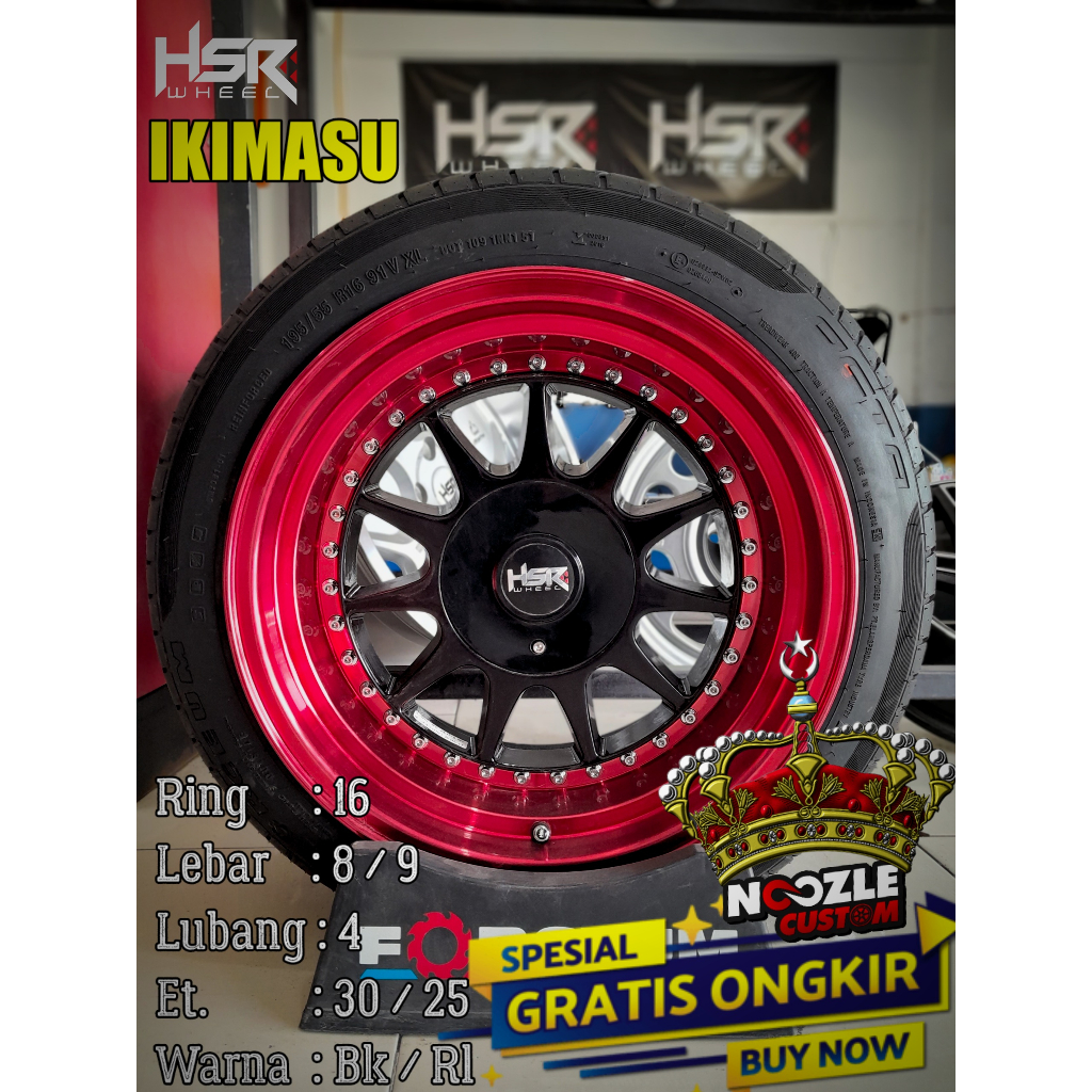 VELG MOBIL CELONG R16 LUBANG 4 TYPE IKIMASU PELEK RACING HSR RING 16