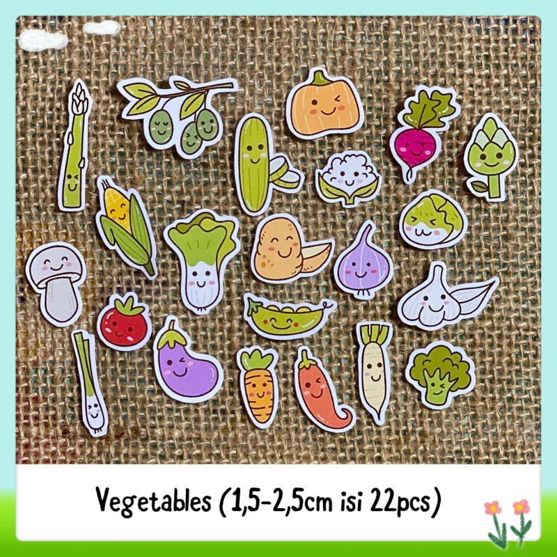 

22pcs sticker tempelan glossy sayuran vegetables