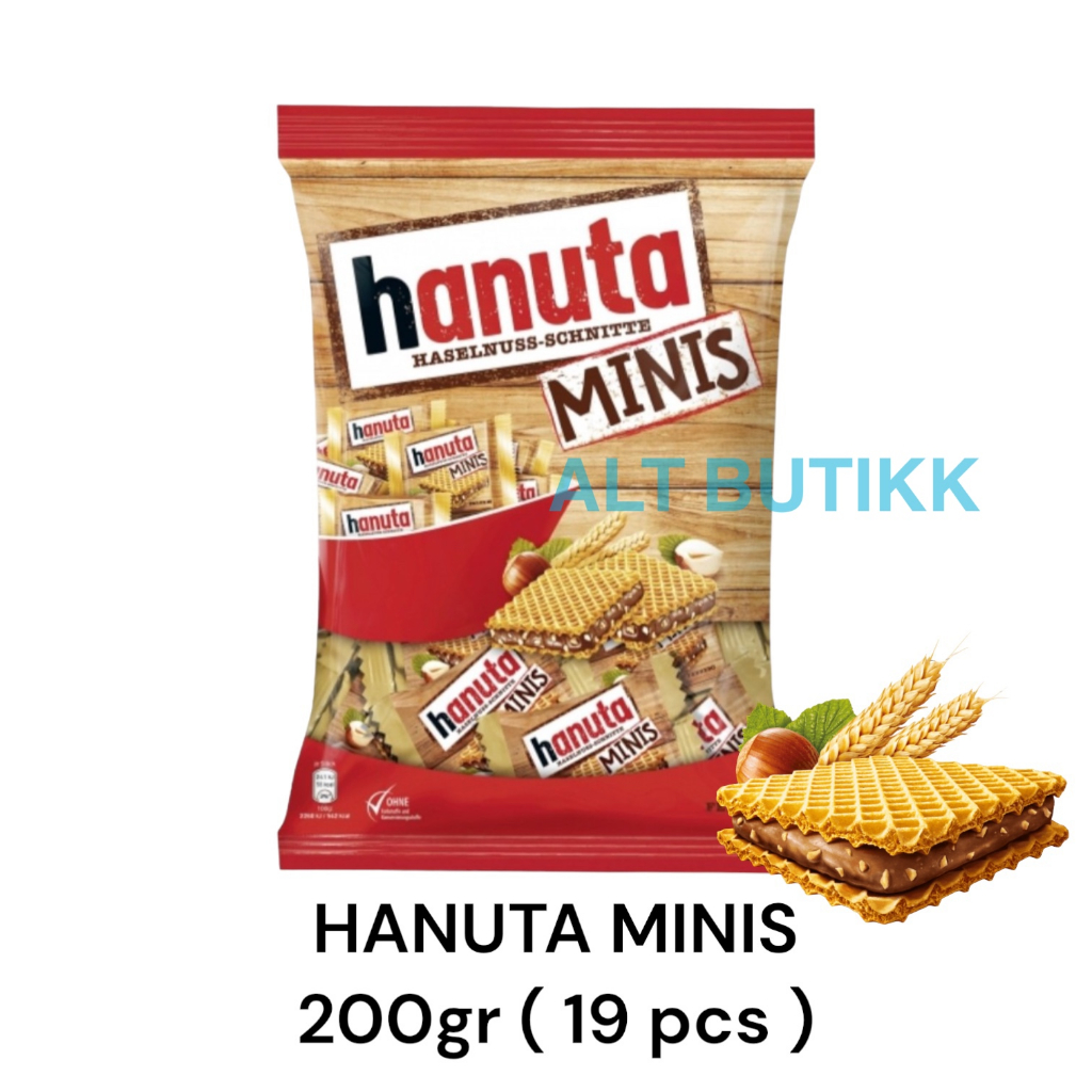 

FERRERO HANUTA MINIS 200 GR | CRISPY WAFER WITH HAZELNUTS & COCOA FILLING