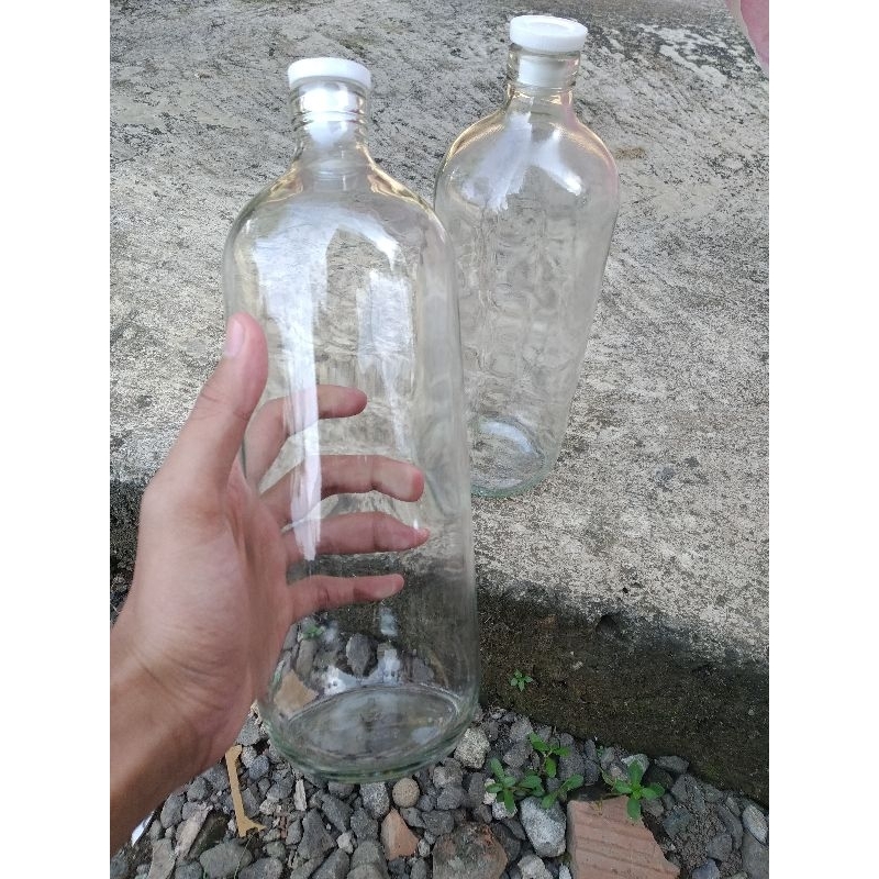 [Paket isi 6] Botol Bensin 1 Liter kaca Botol Kaca 1000 ml BOTOL KACA  1 liter BOLLES BOTOL JAMU BEL