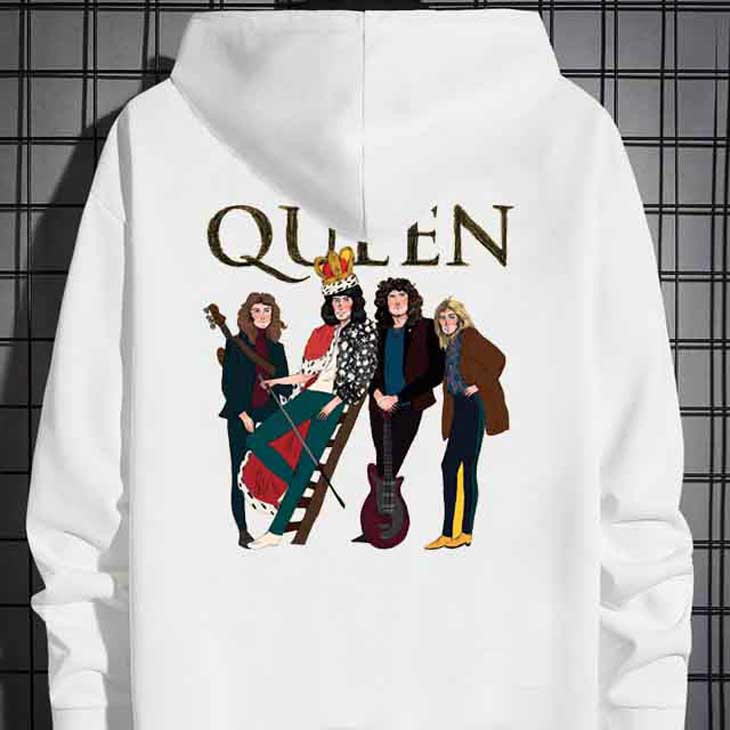 Jaket Hoodie Queen Band Hoodie White Casual Unisex Bahan Katun