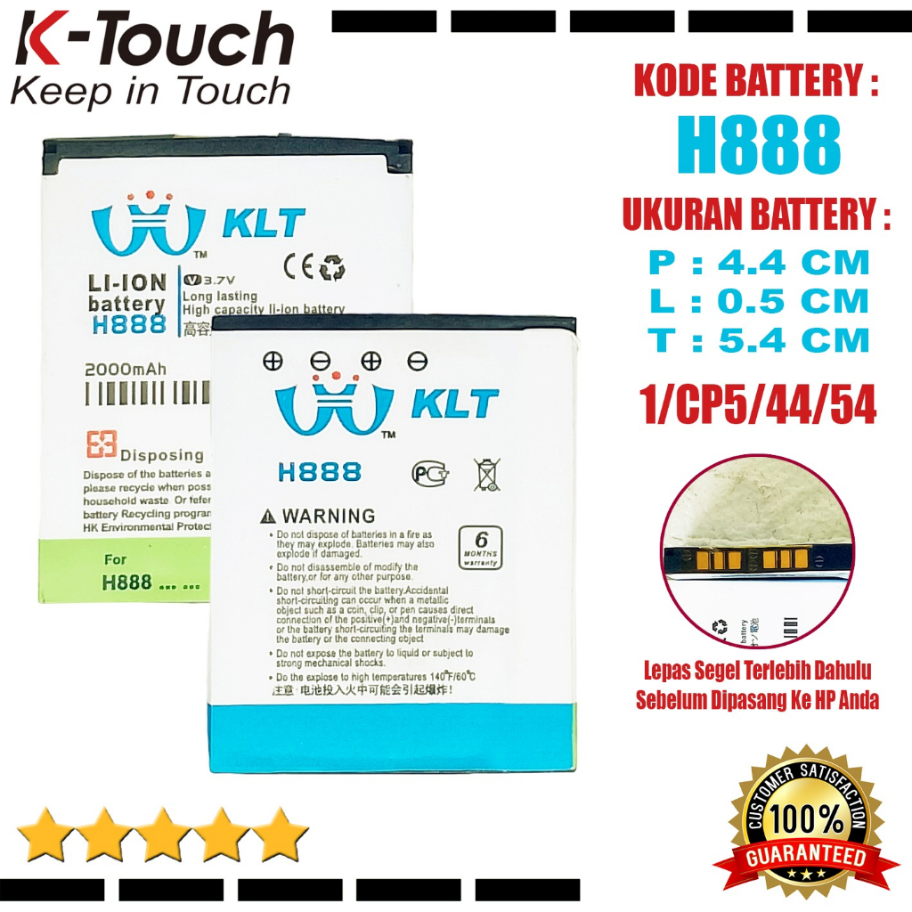 Baterai Battery Dpuble Power KLT TBT2116 For Type HP KTOUCH K-TOUCH H888 - H899 - H877 - H999 Ukuran