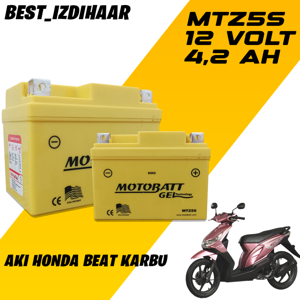 AKI KERING HONDA BEAT KARBU MOTOBATT MTZ5S,AKI KERING MERK MOTOBATT MTZ5S BUAT MOTOR HONDA BEAT KARB