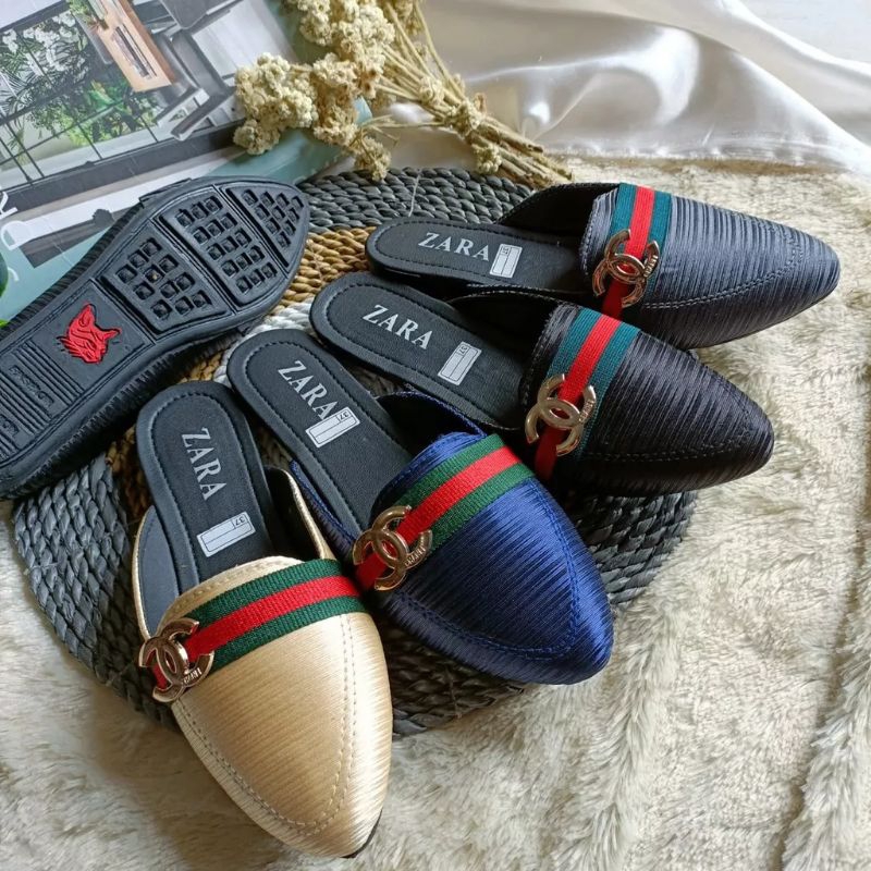 SELOP BUSTONG ZARAA SANDAL FLAT TUTONG WANITA SENDAL MALL IMPORT MURAH