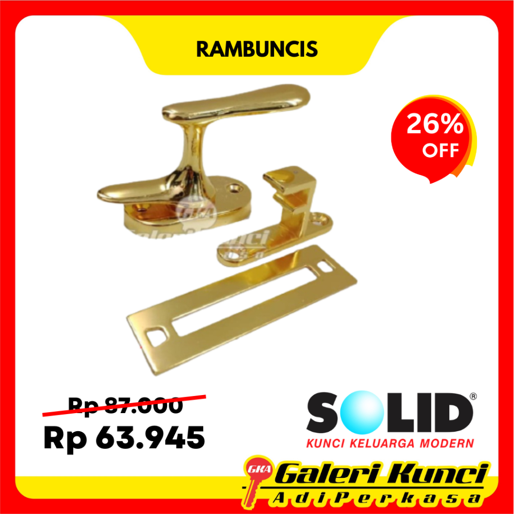 Rambuncis SOLID SLD 613 GP Grendel Jendela Pengunci Jendela Kayu