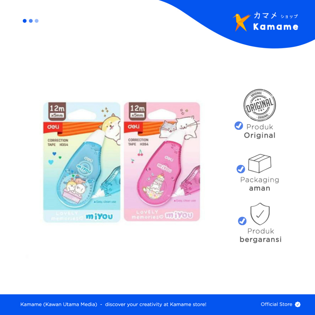 

Deli Correction Tape - Tipe-Ex kertas Miyou 12m x 5mm H354 - Kamame