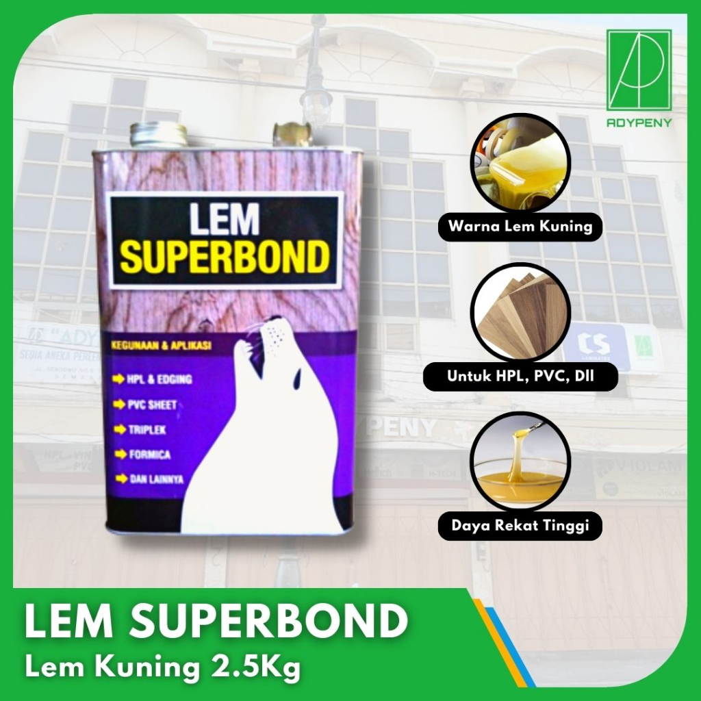 

Lem Kuning Superbond Galon 2,5KG Lem Kayu HPL Serbaguna