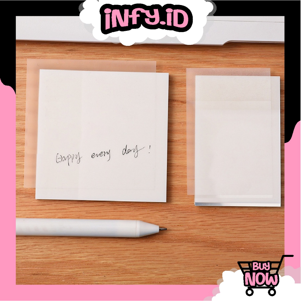 

INFY - Transparan Sticky Notes Tahan Air Untuk Kantor / Sekolah 50 lembar set pet pad Self-Adhesive memo notepad S086