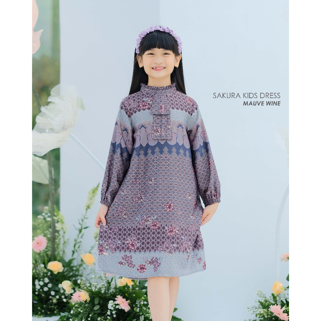 Mayoutfit Peony Set Series Mauve Wine | Sarimbit Lebaran Baju Muslim Raya Keluarga-Sakura Mauve Wine