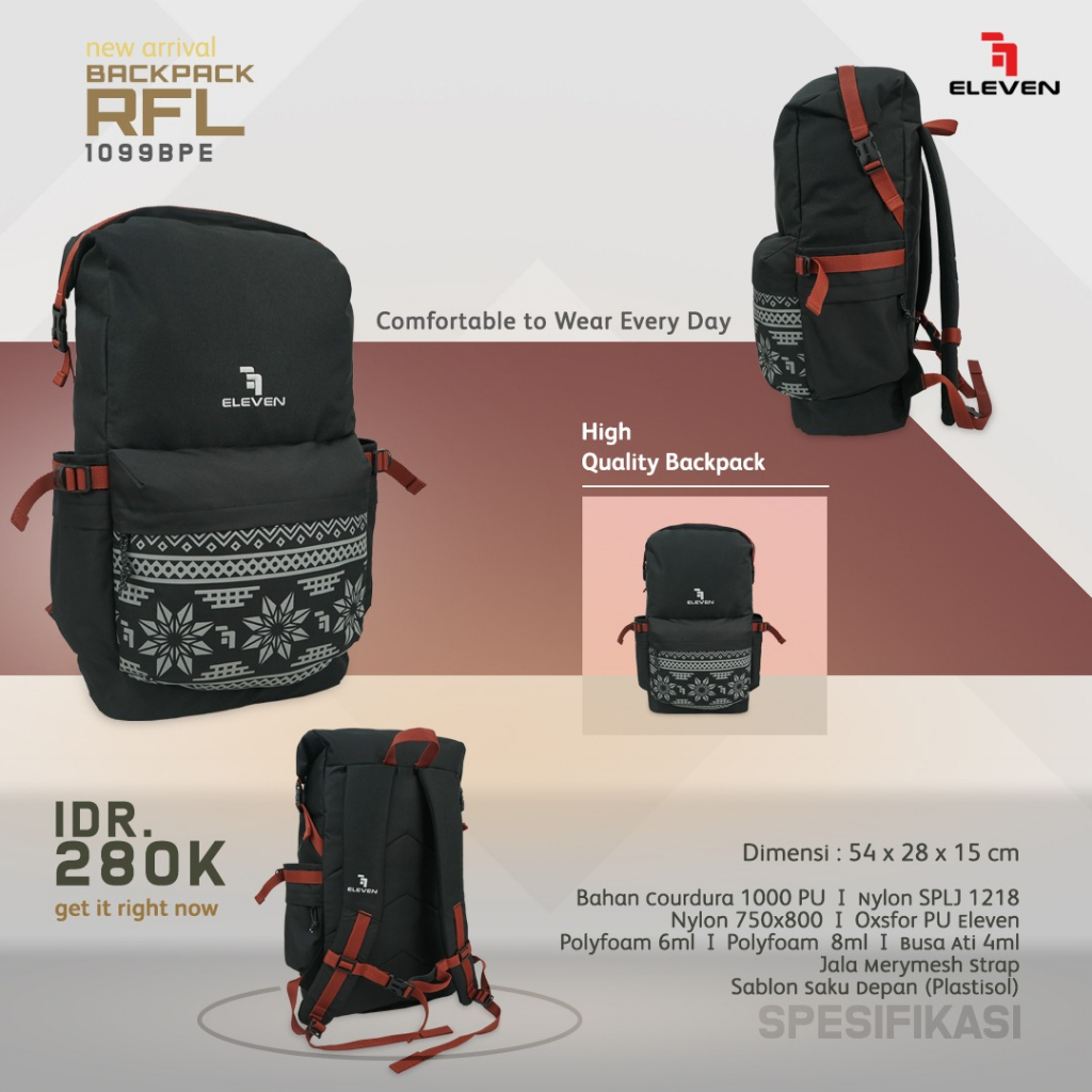 ELEVEN TAS RANSEL BACKPACK RFL ELLEVEN OUTDOOR
