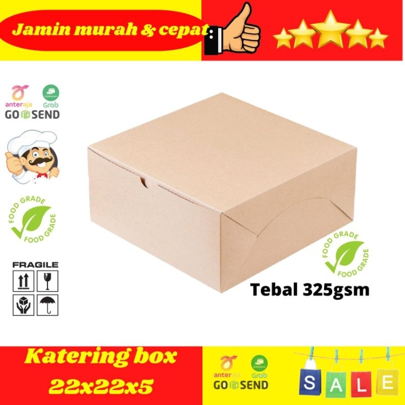 

DUS KOTAK NASI TEBAL 325GSM/BOX NASI/KUE/CAKE/KATERING 22x22x5