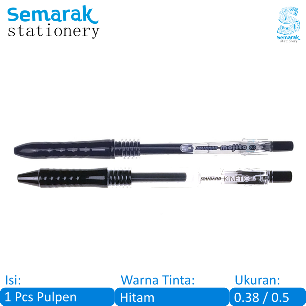 

Standard Retractable Gel Pen Pulpen Jel Cetek 0.38 / 0.5 mm - Hitam