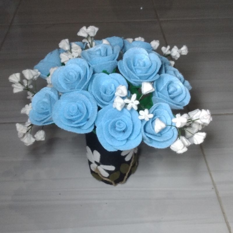 Bunga Mawar Biru/bunga flanel/mawar tangkai/bunga mawar Biru
