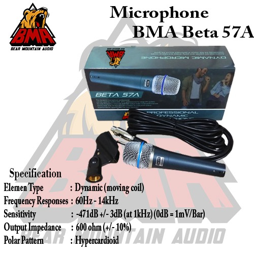 MIC BMA BETA 57A / MICROPHONE MIKROFON MIK KABEL BMA BETA 57 / MIC VOCAL BMA